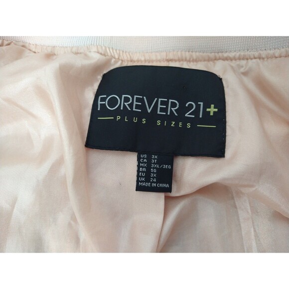 Forever 21 Jacket sz 3X pink satin full zip track jacket retro pockets 50s 80s - Picture 8 of 12